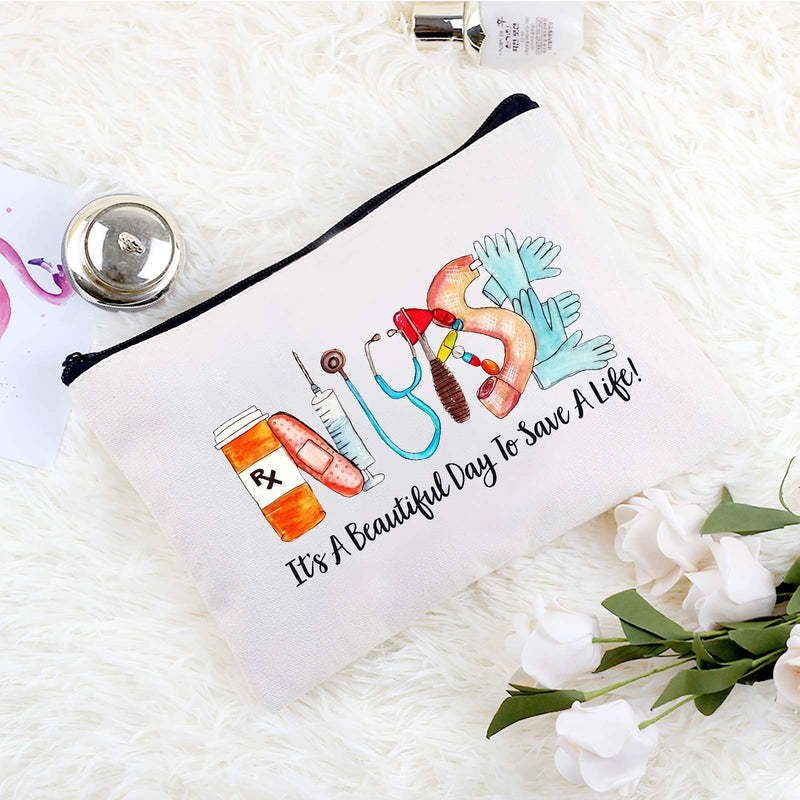 [Australia] - Kimoli Gifts for Nurses Nurse Gifts for Women Makeup Bag Canvas Cosmetic Bag Cute Pouch for Purse (Style-D) Style-D 