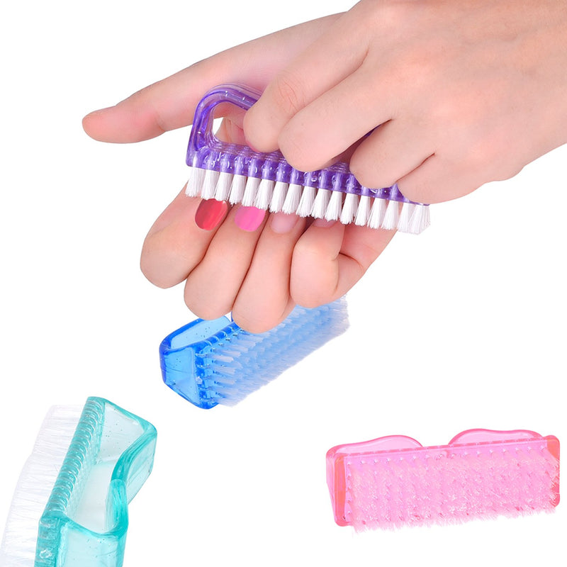 [Australia] - 4 Pieces Handle Nail Brush Nail Hand Scrubbing Cleaning Brush (Large, Multicolor) 