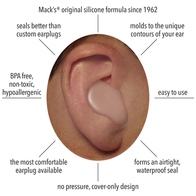 [Australia] - Mack's Snoozers Silicone Putty Earplugs - 6 Pair – Comfortable, Moldable Silicone Ear Plugs for Sleeping, Snoring, Loud Noise & Traveling 