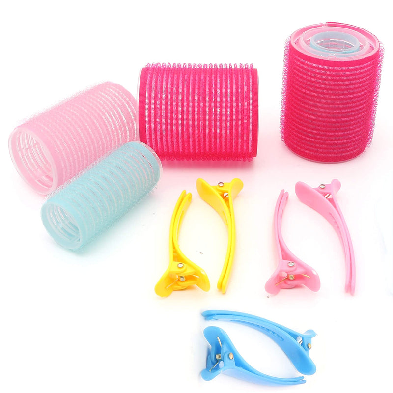 [Australia] - KHEERANA 30 Pieces Hair Rollers - 18 Self Grip Rollers, 12 Duckbill Clips - Salon Hairdressing Hair Curlers 44mm, 36mm And 25mm for Curling and Hair Styling (Rollers+Clips) (30 PCS) 30 PCS 