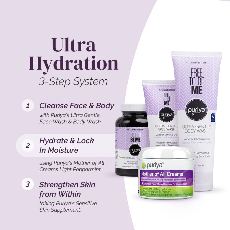[Australia] - Puriya Hydrating, Soothing, Therapeutic Multi Purpose Daily Intensive Moisturizer with Honey, Shea Butter for Dry, Irritated, Sensitive Hand, Skin, Body. Long Lasting, Plant Based Mother of All Creams Light Peppermint 4.5 Ounce (Pack of 1) 