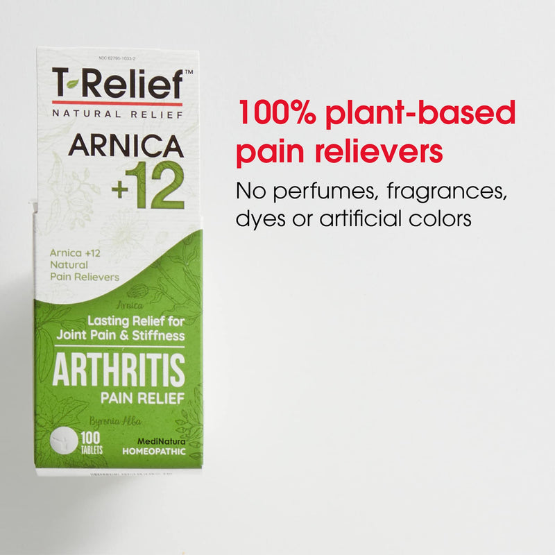 [Australia] - T-Relief Arthritis Arnica +12 Pain Relieving Natural Medicines Help Reduce Soreness, Stiffness, Aches & Pains in Joints Naturally - Gluten-Free - 100 Tablets 100 Count (Pack of 1) 