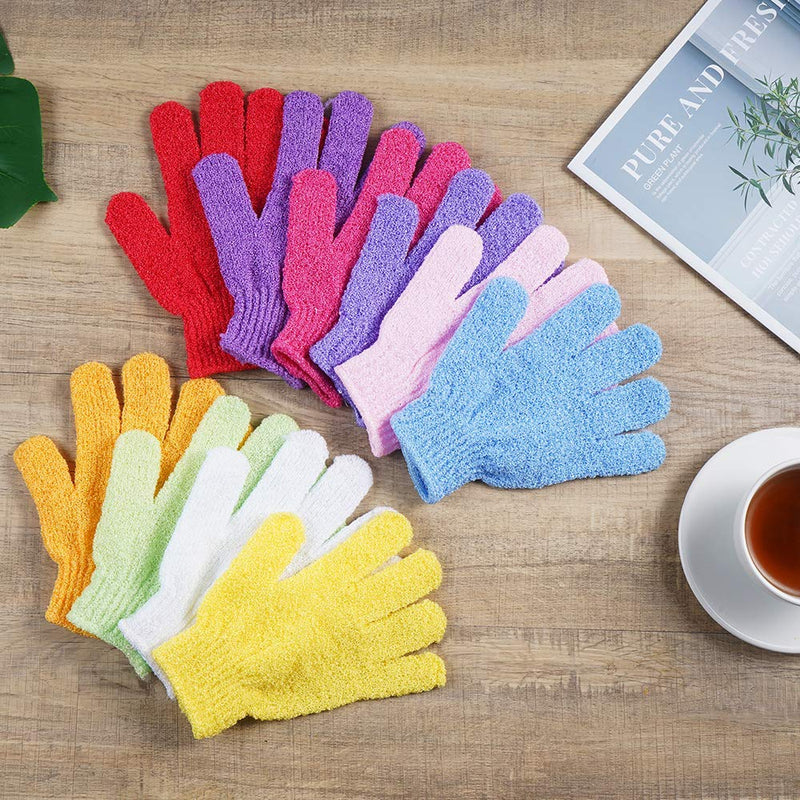 [Australia] - 10 Pairs Exfoliating Bath Gloves,Made of 100% NYLON,10 Colors Double Sided Exfoliating Gloves for Beauty Spa Massage Skin Shower Scrubber Bathing Accessories. 