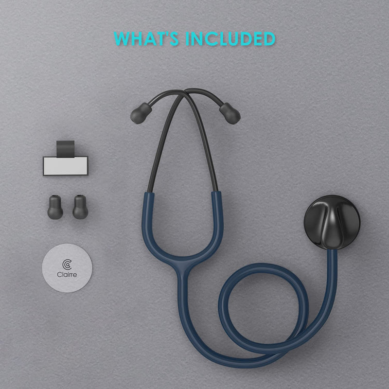 [Australia] - Clairre Single Head Stethoscope for Doctors/Nurses/Nursing Students, for Medical and Home Use (Navy Blue Tube, Without EVA Case) Navy Blue Tube 