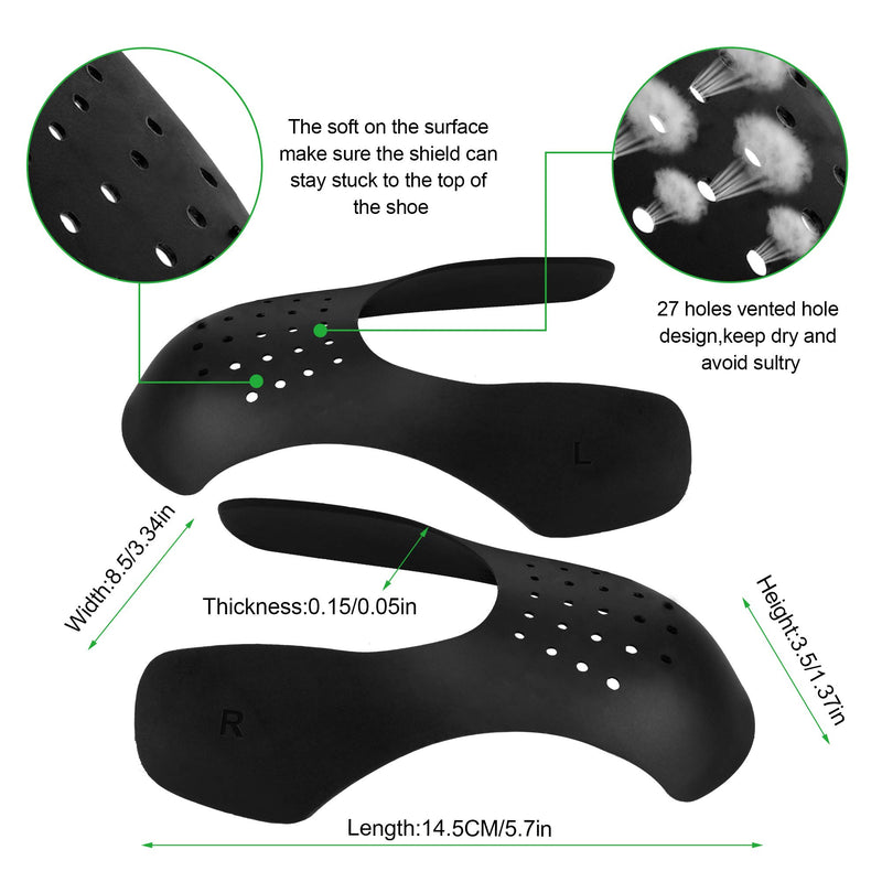 [Australia] - 3 Pair Shoe Crease Protector Toe Box to Reduce, Anti-Wrinkle Protector, Against Shoe Creases, Men's 7-12/ Women's 5-8 Black 