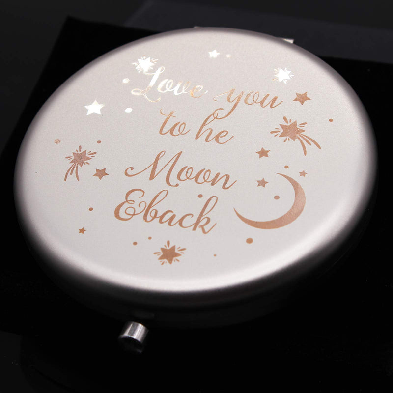 [Australia] - Muminglong Frosted Compact Mirror for Sister Friends Girls Daughter from Sister Friends Birthday,Wedding Gifts Ideas for Her-Love you to the moon (Silver) Silver 