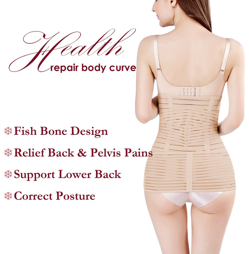 [Australia] - 2 in 1 Postpartum Belly Band Support Recovery Belt Waist/Pelvis Belt Body Shaper Shapewear (Nude, Plus Size) Nude Plus Size (Pack of 1) 
