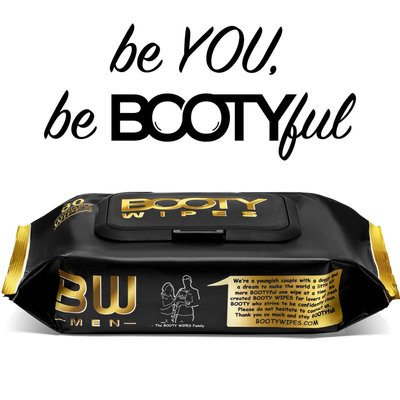 [Australia] - BOOTY WIPES for Men - 80 Flushable Wipes for Adults, Wet Wipes for Men (80 Wipes Total - 1 Flip-Top Pack of 80) pH Balanced, Infused with Vitamin-E & Aloe 