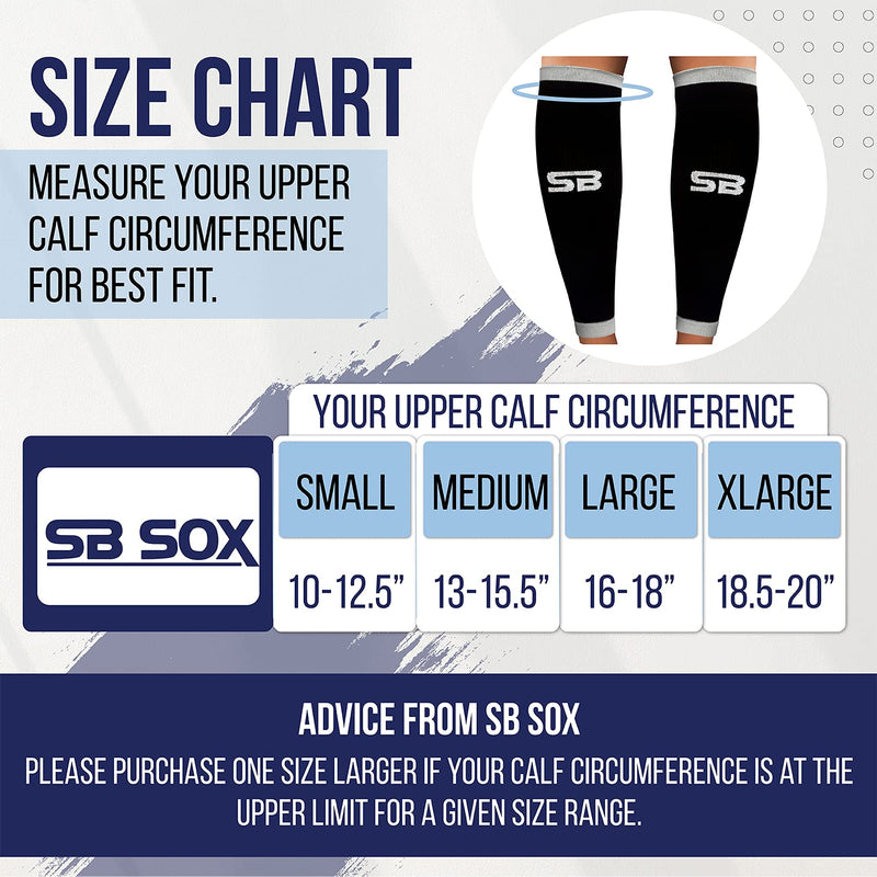 [Australia] - SB SOX Compression Calf Sleeves (20-30mmHg) for Men & Women - Perfect Option to Our Compression Socks - For Running, Shin Splint, Medical, Travel, Nursing, Cycling, and Leg Pain (Solid - Black, Large) Solid - Black 