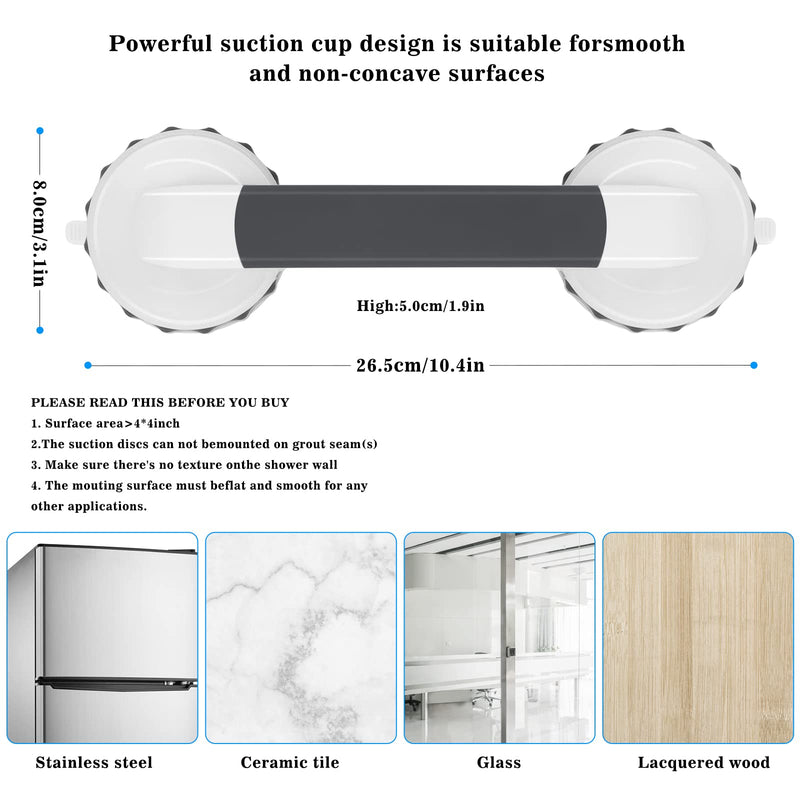 [Australia] - Newthinking Suction Grab Rails for Bathroom, Portable Shower Suction Handle with Rotary Lock, Powerful Suction Grab Rails for Bath Bathtub and Glass Door 