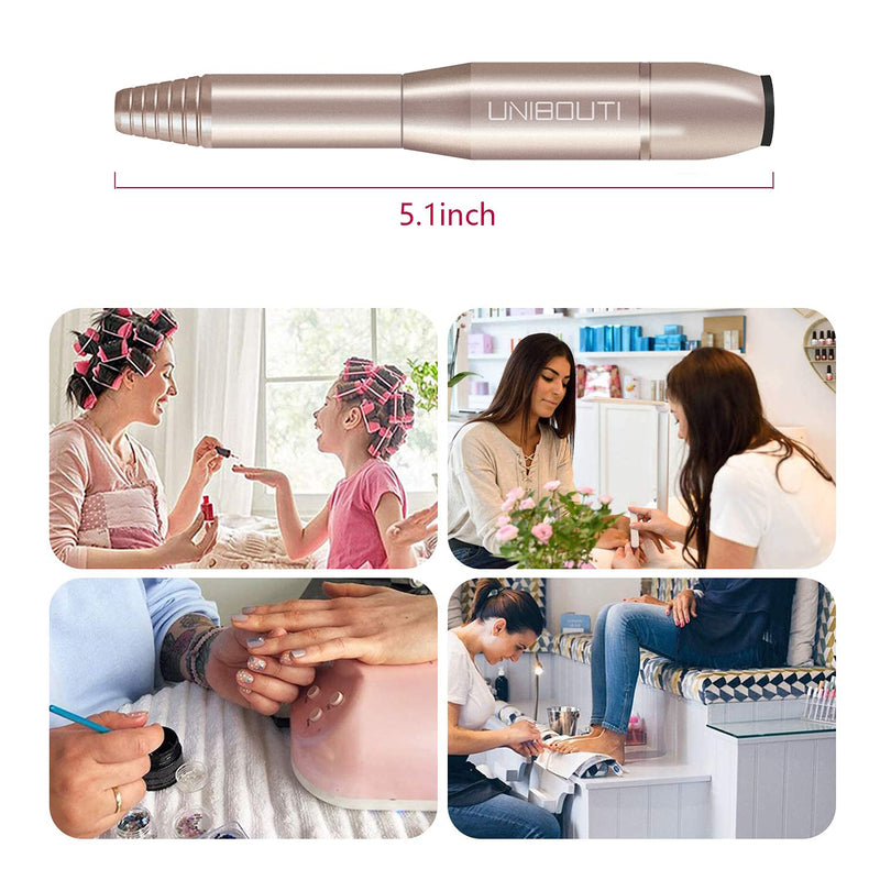 [Australia] - UNIBOUTI Electric Nail Drill, Portable Efile Nail Drill Kit for Acrylic, Gel Nails, Manicure Pen Sander Polisher Pedicure Tools for Exfoliating, Polishing, Acrylic Nail Tools - Gold Gold-1 