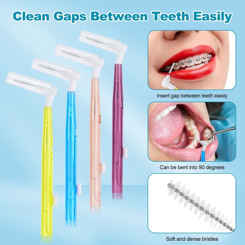 [Australia] - ACWOO Interdental Brushes, 24 Pcs Dental Brushes Toot Floss Set with 3 Removable Head, Flexible Oral Dental Hygiene Brush Tooth Cleaning Tool for Oral Cleaning & Care 