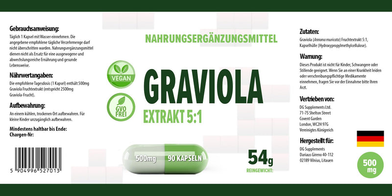 [Australia] - Hepatica Graviola Fruit Extract 2500mg Equivalent (500mg of 5:1 Extract) 90 Vegan Capsules, 3rd Party lab Tested, High Strength Supplement, Gluten and GMO Free 