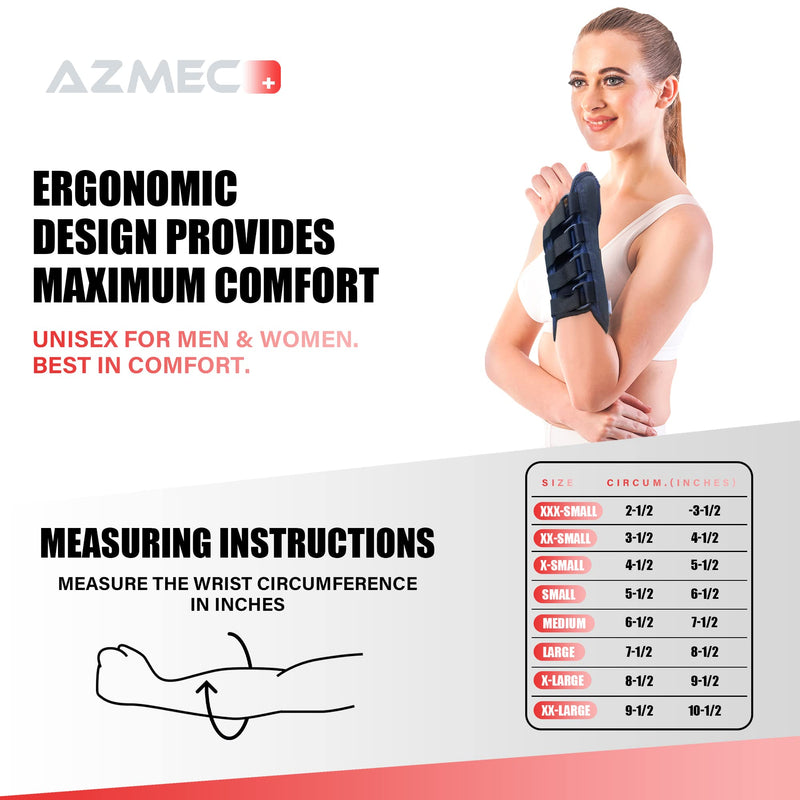 [Australia] - AZMEC Wrist Brace For Right Hand – Carpal Tunnel Brace – Medium Navy Adjustable Wrist Support for Carpal Tunnel, Tendonitis Arthritis Pain Relief, 6.5 - 7.5 inches 