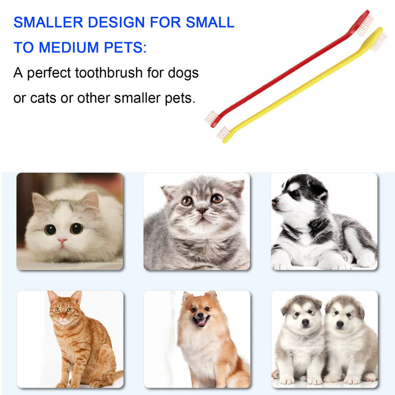 [Australia] - 10pcs Dog Toothbrush, DKDDSSS Long Handle Double Head Dog Toothbrushes, Cat Teeth Cleaning Toothbrush, for Pet Dogs Cats Puppy Dental Care Toothbrush 
