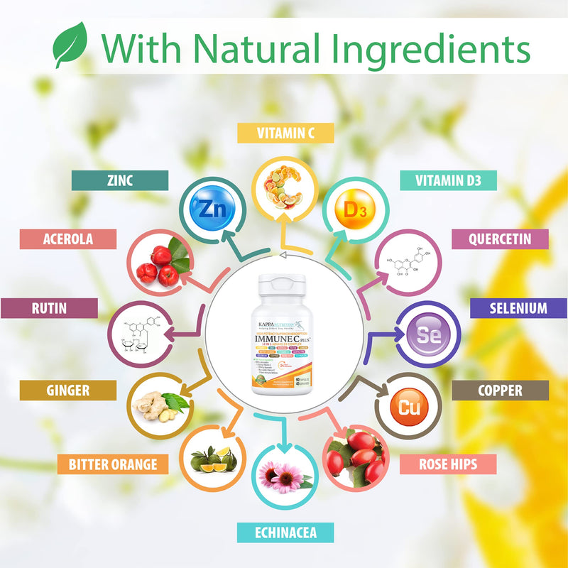 [Australia] - (90 Capsules), Quercetin 1,000mg, Vitamin C 1,000mg, Zinc 50mg, Vitamin D3 5,000iu, Selenium, Copper, Acerola, Ginger, Rutin, Bitter Orange, Rose Hips, Echinacea, Immune C Plus, 12 in 1 Immune Support 90 Count (Pack of 1) 