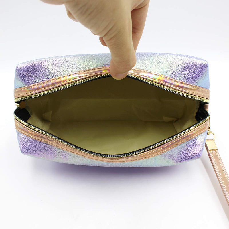 [Australia] - mosstyus Holographic Cosmetic Bag Travel Toiletry Organizer Mermaid Storage Purse Small Make up bags for Girls Blue 