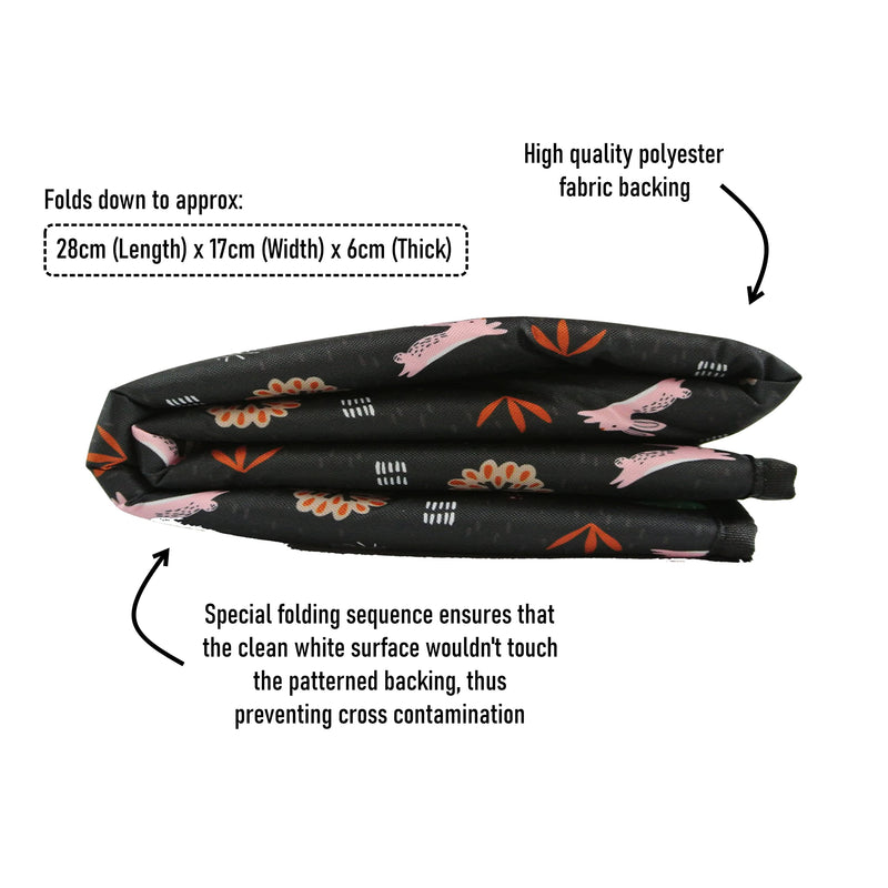 [Australia] - JollyEst® Foldable Travel Changing Mat | Extra Large 70cm x 55cm, Padded, Free Wet-Dry Bag Black 