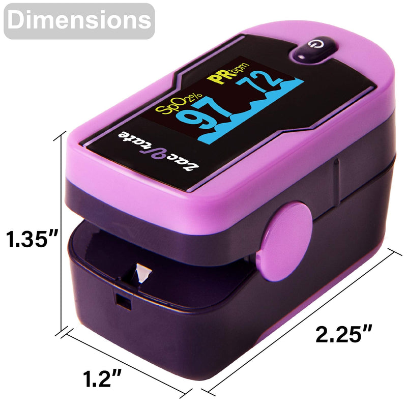 [Australia] - Zacurate 500E Premium Fingertip Pulse Oximeter Oximetry Blood Oxygen Saturation Monitor with Silicon Cover, Batteries and Lanyard (Mystic Purple) 