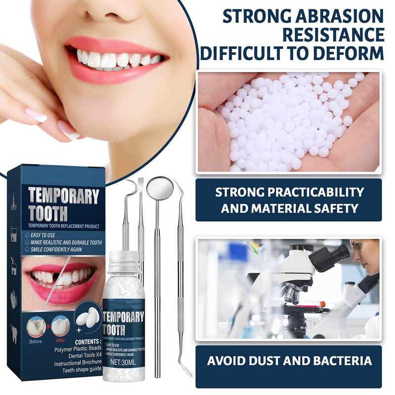 [Australia] - Tooth Repair Kit - Temporary Fake Teeth Replacement Kit with Dental Mirror Tools for Temporary Restoration of Missing & Broken Teeth Replacement Dentures 