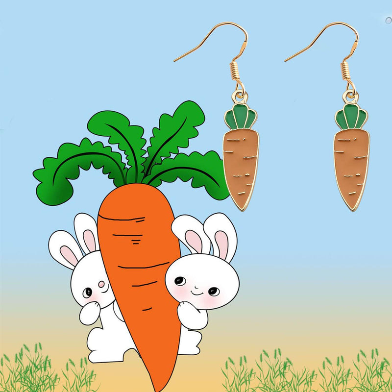 [Australia] - MAOFAED Rabbit Carrot Earrings Rabbit Gift Animal Lover Gift Bunny Jewelry for Girl Gift for Daughter 