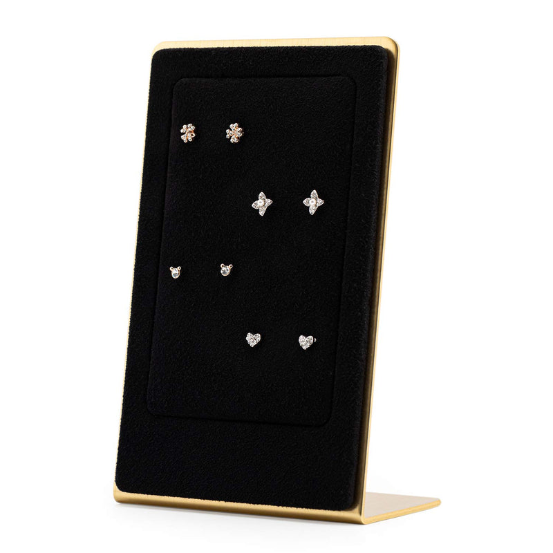 [Australia] - Earring Holder Velvet L-Shape Earring Display Stand Organizer Rack Board for Jewelry Studs Accessories Storage Show Retail Shop Home Counter Top, 8 Holes, Black, 5.7 x 3.5 Inches (black) 