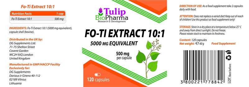 [Australia] - Fo-Ti Root Extract 10:1 (He Shou Wu) 5000mg Equivalent 120 Capsules, 3rd Party Lab Tested, High Strength Supplement, Gluten and GMO Free 