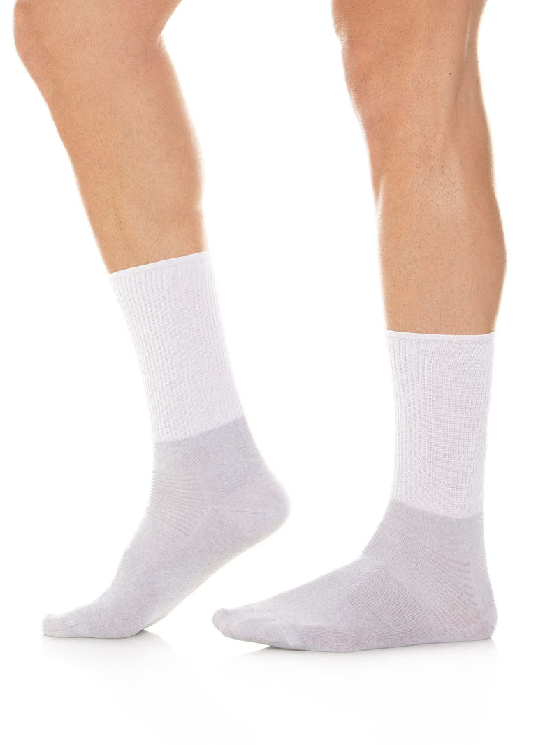 [Australia] - Relaxsan 550 Diabetic Crew Socks for Men Women, Seamless Socks, Non Binding for Sensitive Feet, Cotton and Silver 5-XL [Man 9.5-11.5 / Woman 11-12.5] White 