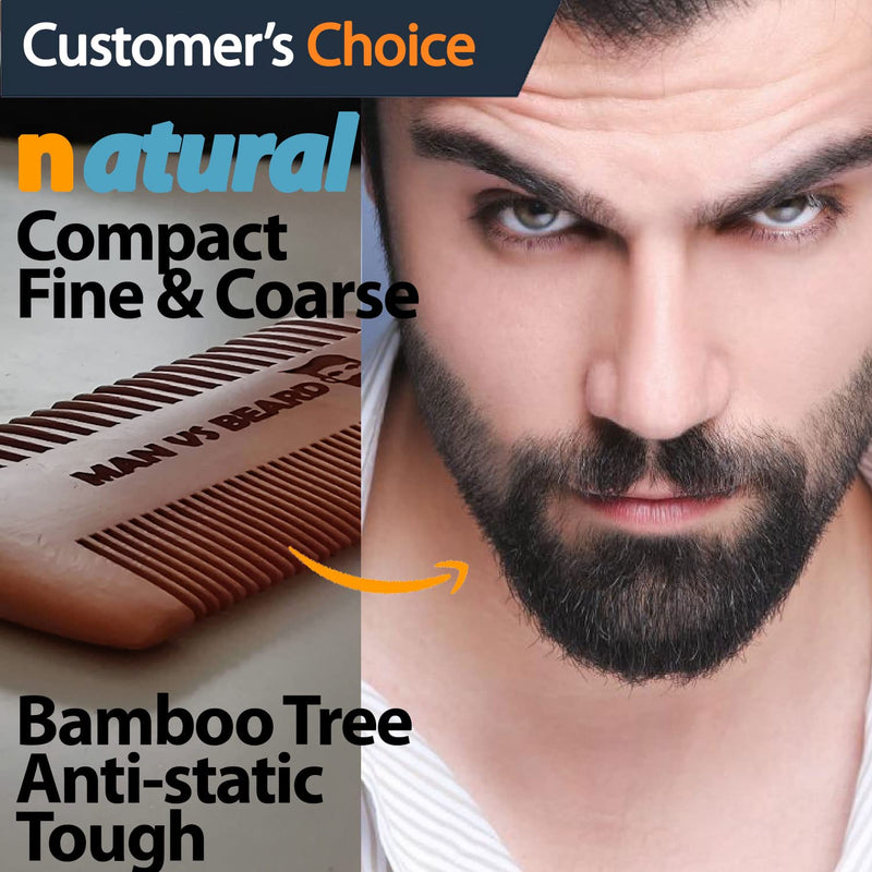 [Australia] - Man vs Beard™ Original Antistatic Wooden Beard Comb, Coarse & Fine Teeth, Moustache & Beard Grooming 