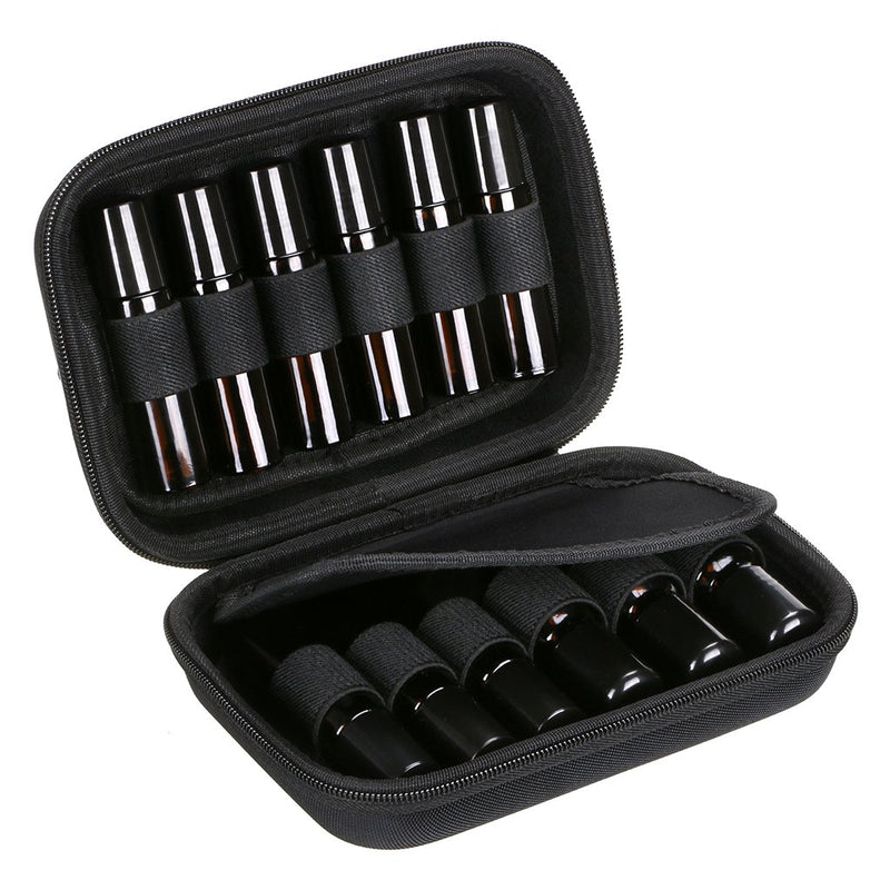 [Australia] - Hipiwe Hard Shell Essential Oil Carrying Case Holds 12 Bottles (Can hold 5ml, 10ml, &10ml Rollers) Travel Size Essential Oils Bag Organizer Perfect for Young Living, doTERRA, and more (Black) Black 