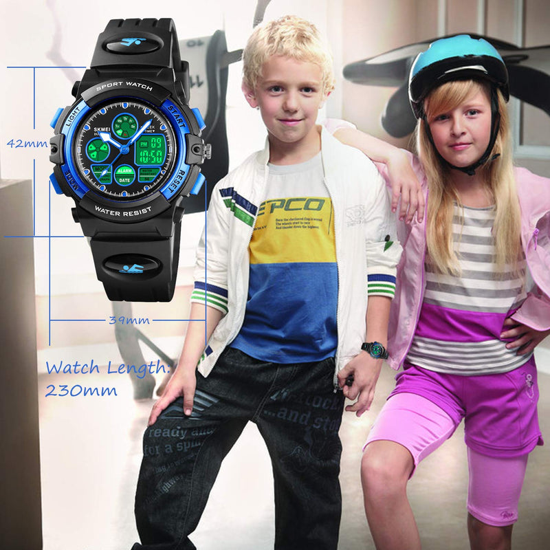 [Australia] - Kids Watches for Boys Girls, Multi Function Waterproof Outdoor Sports Digital Learning Wrist Watch Birthday Gifts for Children Age 5-12 Blue(5-9 yrs) 