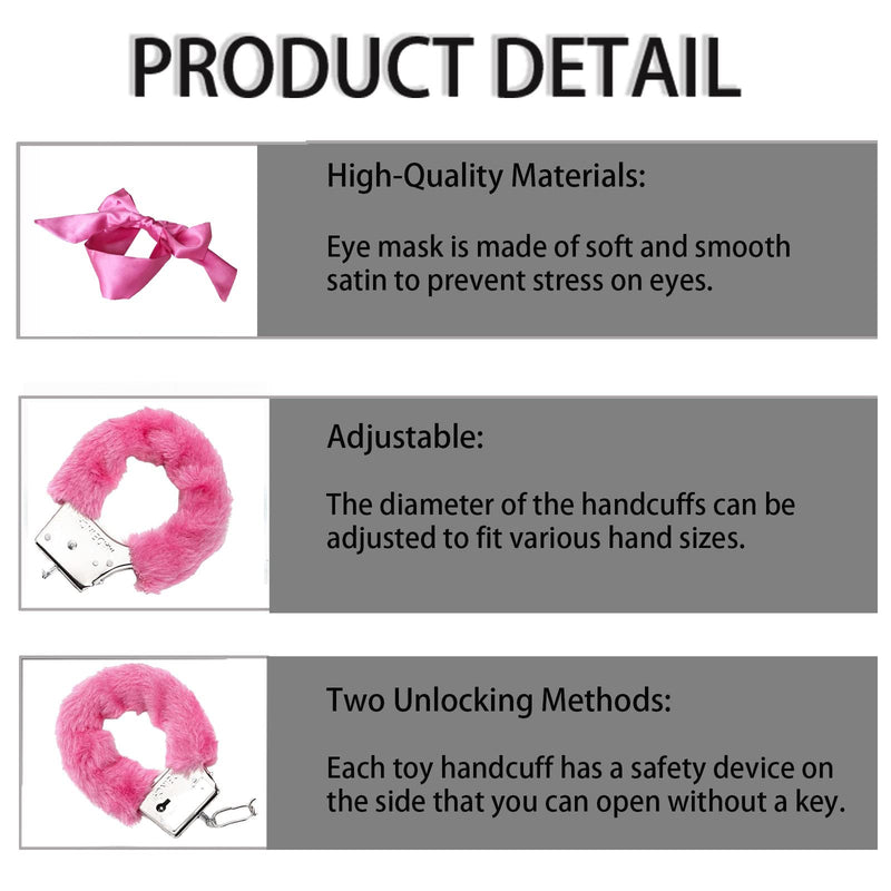 [Australia] - Fluffy Handcuffs, Metal Handcuffs with 2 Keys, Sleep Eye Mask Kids Play Toy,Cosplay Costume Props for Cosplay,Valentine's Gift Handcuffs Prop Dress Ball Party (Purple) (Stainless Steel) Stainless Steel 