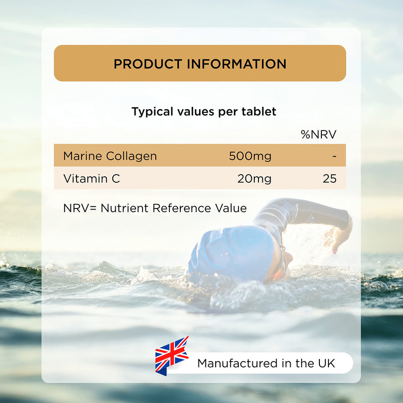 [Australia] - Healthspan Marine Collagen 500mg (120 Tablets) | Hydrolysed Type I Marine Collagen | Support Your Skin, Bones & Joints | Added Benefits for Skin & Beauty | with Vitamin C 