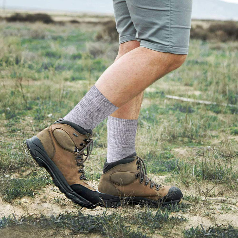 [Australia] - Facool Diabetic Socks for Men Women, Merino Wool Non-Binding Top Crew Socks with Cushion Sole, Seamless Toe 3 Pairs Light Grey X 3 Medium 