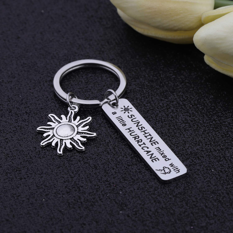 [Australia] - bobauna Sunshine Mixed with A Little Hurricane Inspirational Quote Keychain with Sun Charm Motivational Gift sunshine hurricane keychain 