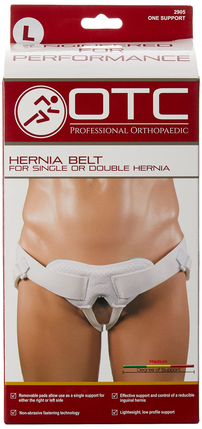 [Australia] - OTC Medical Hernia Belt for Single or Double Hernia, Non Abrasive Truss for Inguinal or Scrotal Hernia Support, White, Large 