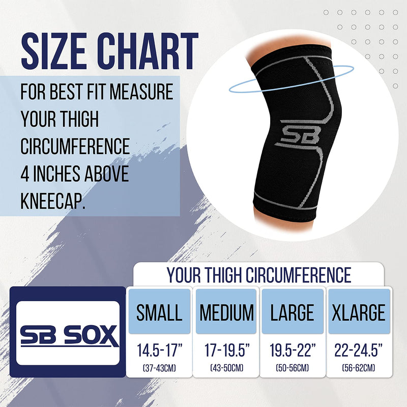 [Australia] - SB SOX Compression Knee Brace - Great Support That Stays in Place - Perfect for Recovery, Everyday Use - Best Treatment for Pain Relief, Meniscus Tear, Arthritis (Solid - Black, Large) Solid - Black Large (Pack of 1) 