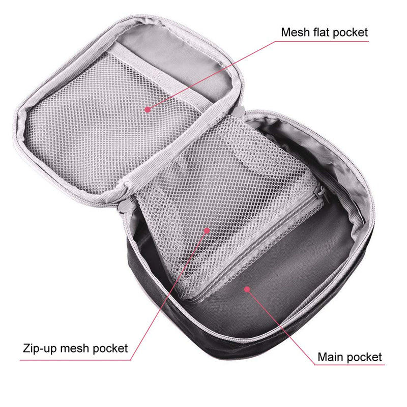 [Australia] - SwirlColor Portable First Aid Pouch Small Pill Organiser Easy Carry Empty Medicine Container With Multi-pocket for Travel 13x10x4cm (Grey) 