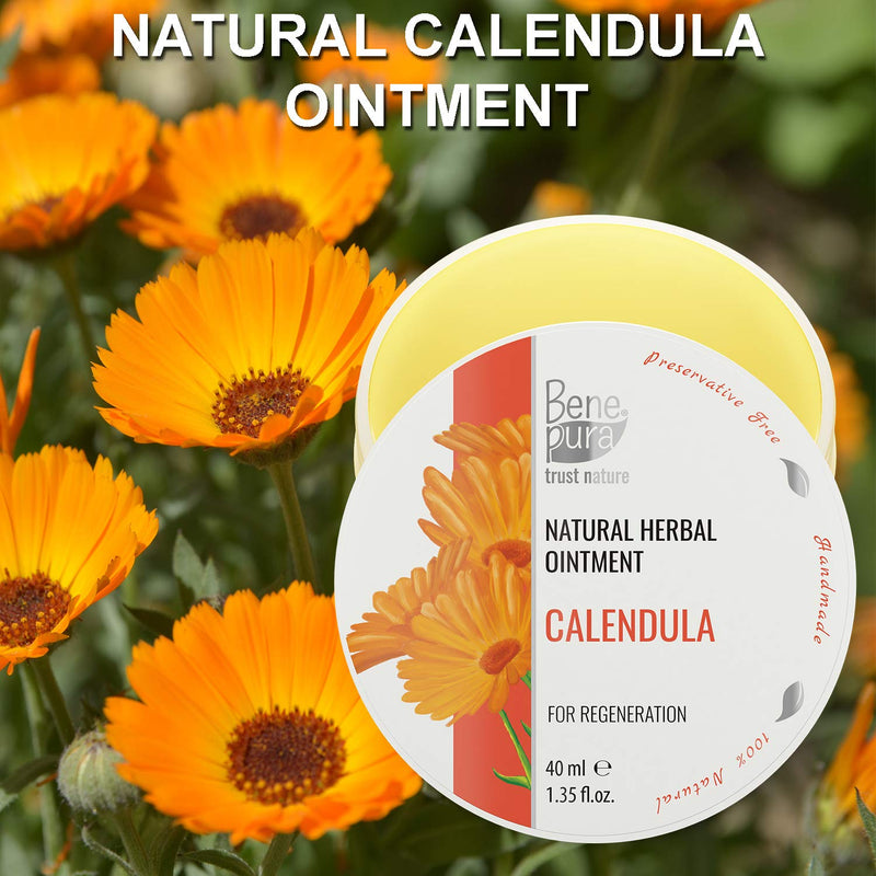 [Australia] - BenePura Calendula Ointment for Burns, Scars and Wounds - Regenerates and Soothes The Skin After Cuts - Reduces Pain and Swelling - 100% Natural Herbal Ointment - 40 ml 