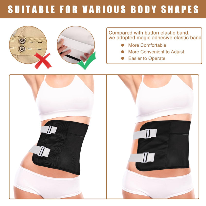 [Australia] - 2pcs Castor Oil Pack Wrap, Reusable Castor Oil Pack Kit for Stomach and Neck Relaxation, Adjustable Leak-Proof Castor Oil Belt Pack with Magic Adhesive for Liver Detox (Black) Black 