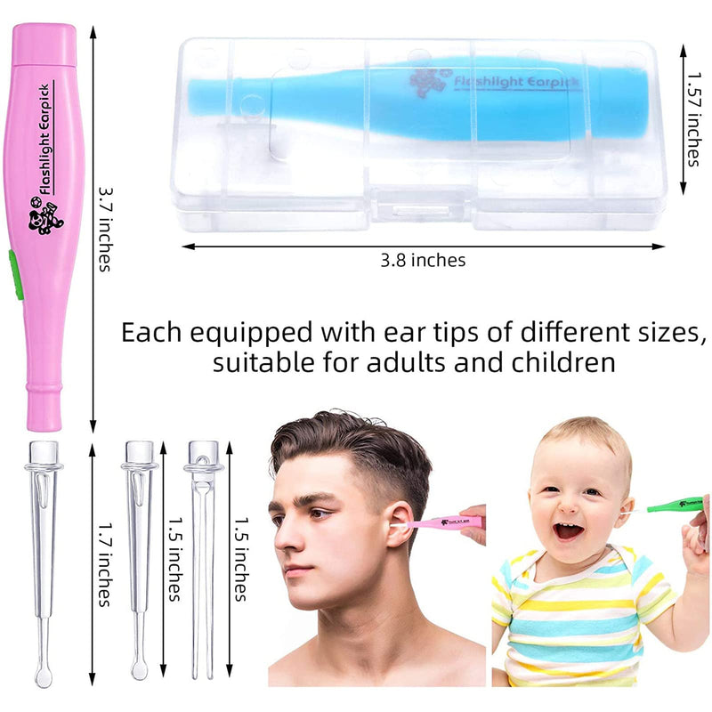 [Australia] - 4 Pieces Ear Wax Removal Tool with LED Light and Storage Case LED Earwax Spoon Safe Ear Pick Spoon Tweezer Ear Wax Removal Tool Kit with Flashlight for Adults and Children 