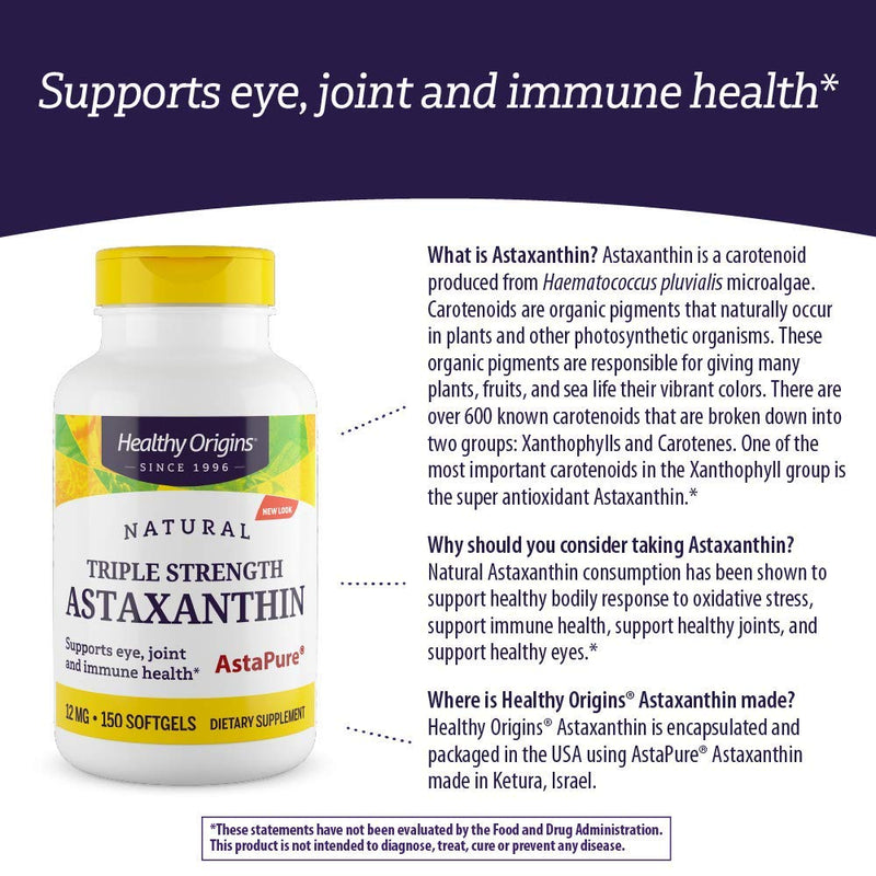 [Australia] - Healthy Origins Astaxanthin (AstaPure) 12 mg, 150 Softgels 150 Count (Pack of 1) 