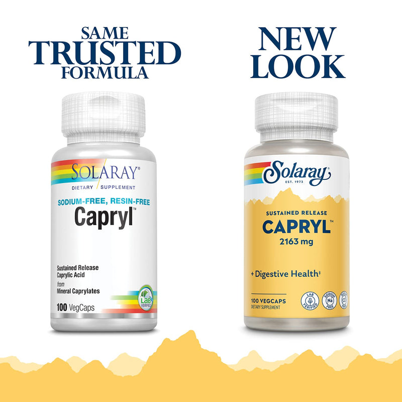 [Australia] - Solaray Capryl | Sustained Release Caprylic Acid | Healthy Gastrointestinal Tract Support | 16 Servings | 100 VegCaps 