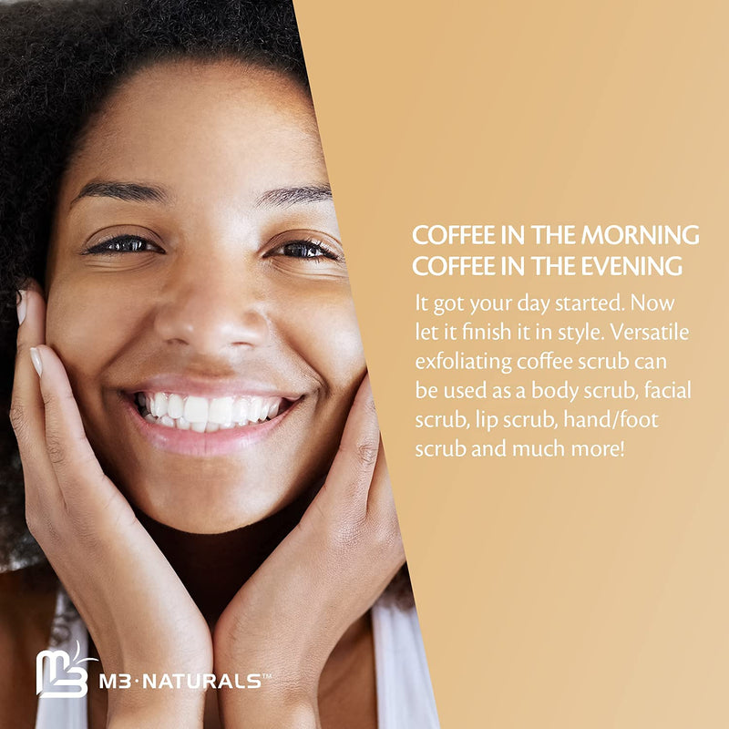[Australia] - M3 Naturals Arabica Coffee Body Scrub with Collagen & Stem Cell - Exfoliating Body Scrubber & Face Cleanser - Fight Skin Care Appearance - Cellulite, Fine Line, Stretch Mark & Spider Veins! 12 oz Arabica Coffee (1 Pack) 