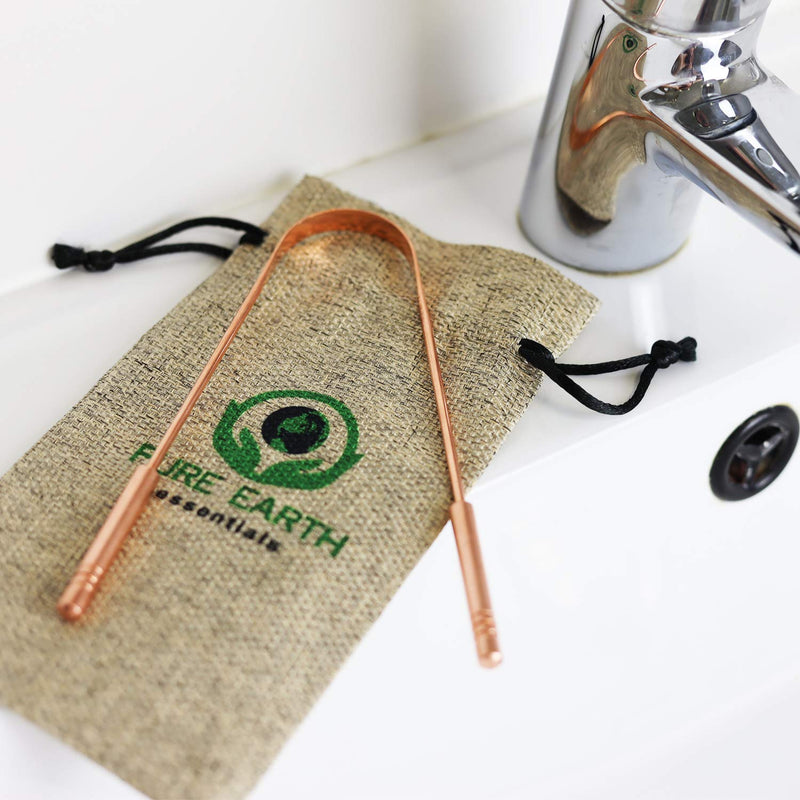 [Australia] - Pure Copper Tongue Scraper for Adults & Kids - Natural Tongue Cleaner for Bad Breath Treatment - Ayurvedic Tongue Scraper with Case by PURE EARTH essentials (1 Piece/Pack) 1 