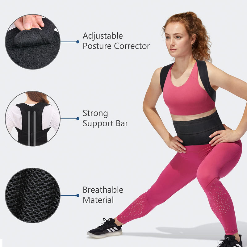 [Australia] - Back Brace for Women Men Adjustable Posture Corrector Improve Posture Lumbar Support Shoulder Lower Upper Back Pain Relief Medium 