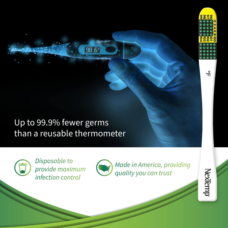 [Australia] - NexTemp® Ultra Single-Use Thermometers: Individually Wrapped 12-Pack, Providing Superior Accuracy and Maximum Infection Control. Perfect for Businesses, Schools, First-Aid, Home, and Travel! 