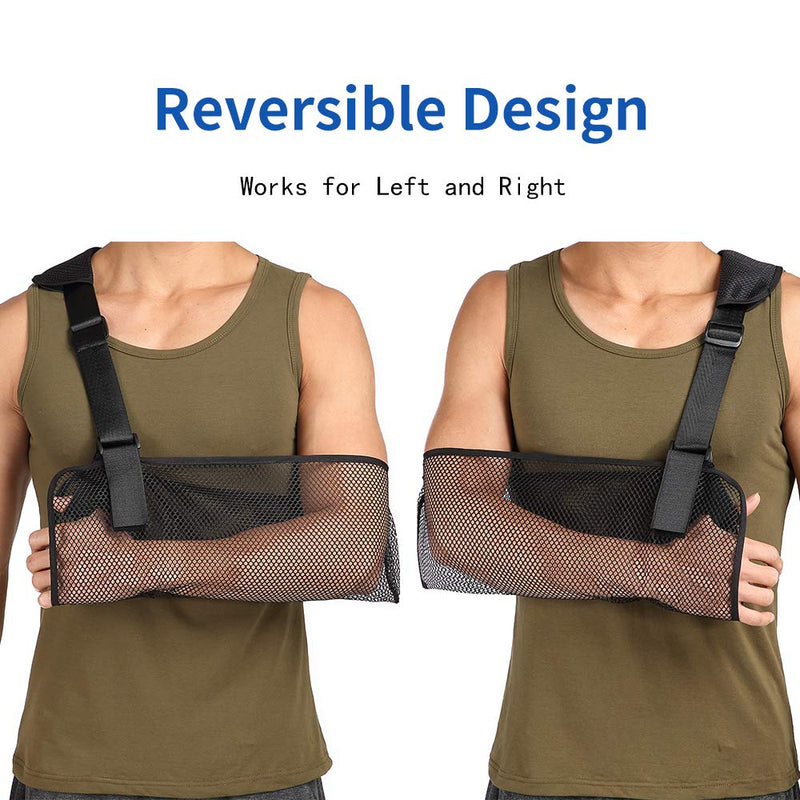 [Australia] - Cool Mesh Arm Sling Medical Shoulder Immobilizer Thumb Support Rotator Cuff Wrist Brace Strap Lightweight Breathable Comfort for Broken&Fractured Bones 
