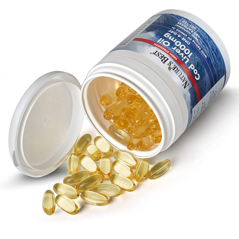 [Australia] - High Strength Cod Liver Oil Capsules 1000mg | 180 Capsules | One-A-Day | 6 month's Supply | Taste Free | Omega 3s with Vitamin D3 10�g | UK Made | 5-Stage Purification Process 