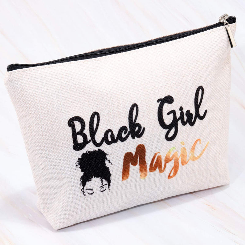 [Australia] - MBMSO Black Girl Magic Makeup Bag Travel Cosmetic Bag for Women Melanin Gifts African American Gifts Inspirational Gifts (Makeup Bag) 